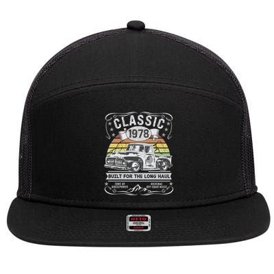 45th Birthday Gift Pickup Truck Born 1978 Gift 7 Panel Mesh Trucker Snapback Hat