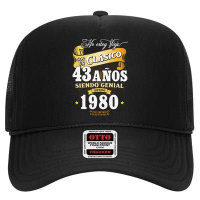 43rd Birthday Gift For In Spanish Regalo Cumpleanos 43 High Crown Mesh Back Trucker Hat