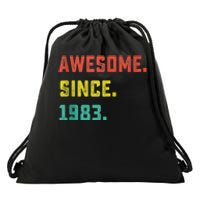 40th Birthday Gift Vintage Awesome Since 1983 40 Years Old Drawstring Bag