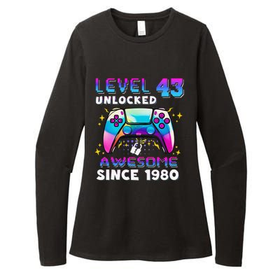 43rd Birthday Gifts Level 43 Unlocked 43 Years Old Gamer Womens CVC Long Sleeve Shirt