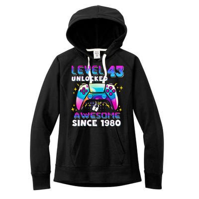 43rd Birthday Gifts Level 43 Unlocked 43 Years Old Gamer Women's Fleece Hoodie