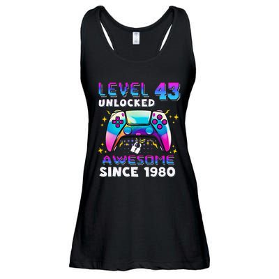 43rd Birthday Gifts Level 43 Unlocked 43 Years Old Gamer Ladies Essential Flowy Tank