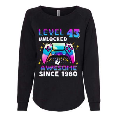 43rd Birthday Gifts Level 43 Unlocked 43 Years Old Gamer Womens California Wash Sweatshirt