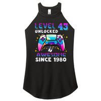 43rd Birthday Gifts Level 43 Unlocked 43 Years Old Gamer Women’s Perfect Tri Rocker Tank