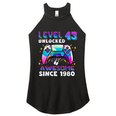 43rd Birthday Gifts Level 43 Unlocked 43 Years Old Gamer Women’s Perfect Tri Rocker Tank