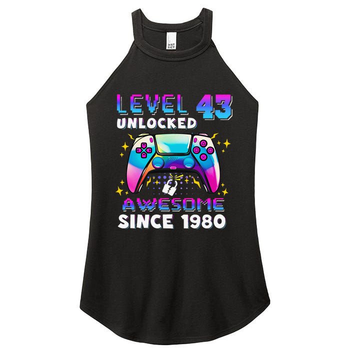 43rd Birthday Gifts Level 43 Unlocked 43 Years Old Gamer Women’s Perfect Tri Rocker Tank