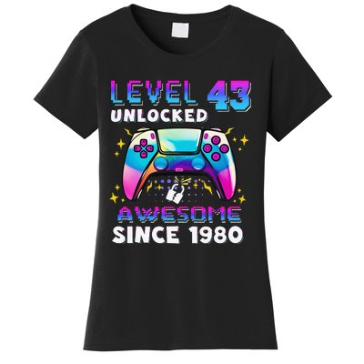 43rd Birthday Gifts Level 43 Unlocked 43 Years Old Gamer Women's T-Shirt