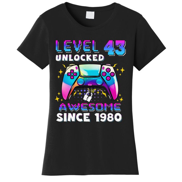 43rd Birthday Gifts Level 43 Unlocked 43 Years Old Gamer Women's T-Shirt