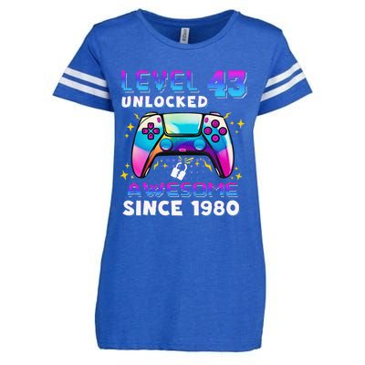 43rd Birthday Gifts Level 43 Unlocked 43 Years Old Gamer Enza Ladies Jersey Football T-Shirt