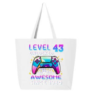 43rd Birthday Gifts Level 43 Unlocked 43 Years Old Gamer 25L Jumbo Tote