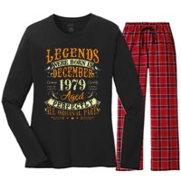 43th Birthday Gift 43 Years Old Legends Born December 1979 Women's Long Sleeve Flannel Pajama Set 