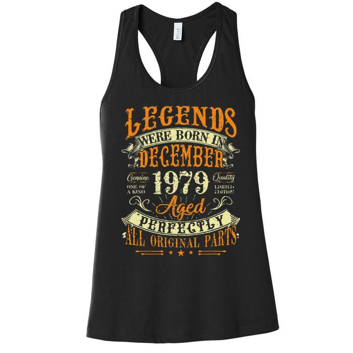 43th Birthday Gift 43 Years Old Legends Born December 1979 Women's Racerback Tank