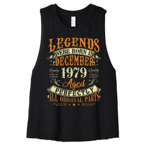 43th Birthday Gift 43 Years Old Legends Born December 1979 Women's Racerback Cropped Tank