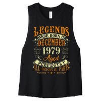 43th Birthday Gift 43 Years Old Legends Born December 1979 Women's Racerback Cropped Tank