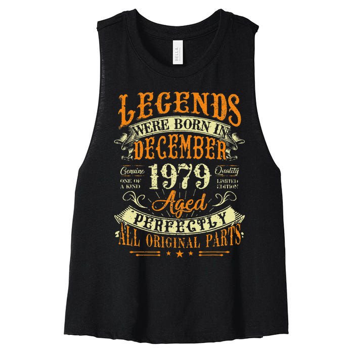 43th Birthday Gift 43 Years Old Legends Born December 1979 Women's Racerback Cropped Tank