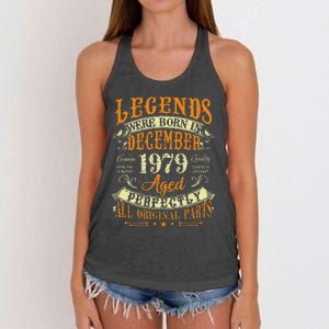 43th Birthday Gift 43 Years Old Legends Born December 1979 Women's Knotted Racerback Tank