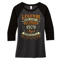 43th Birthday Gift 43 Years Old Legends Born December 1979 Women's Tri-Blend 3/4-Sleeve Raglan Shirt