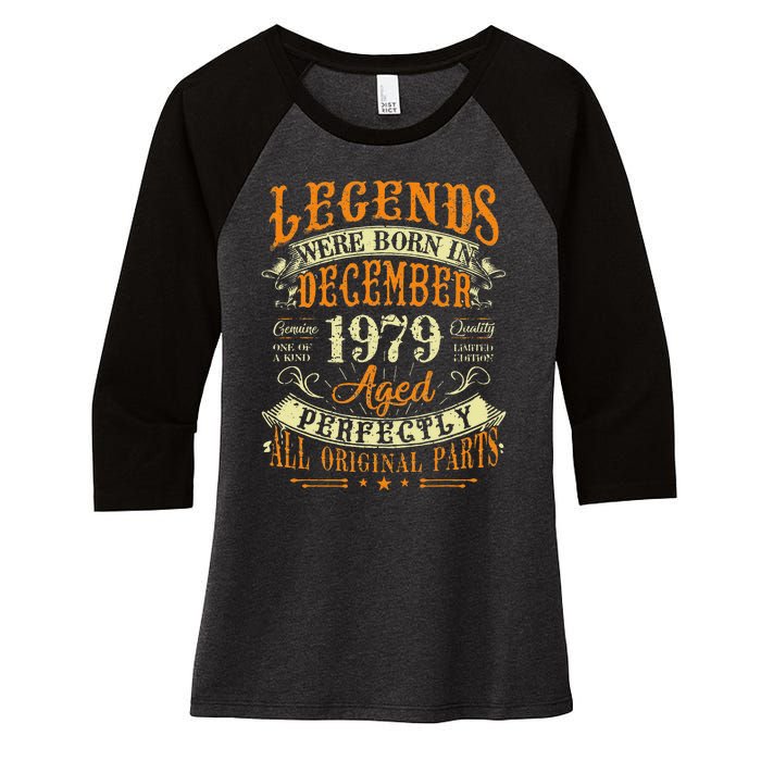 43th Birthday Gift 43 Years Old Legends Born December 1979 Women's Tri-Blend 3/4-Sleeve Raglan Shirt