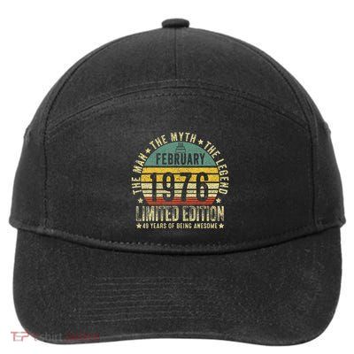 49th Birthday Gifts Vintage February 1976 49 Years Old 7-Panel Snapback Hat