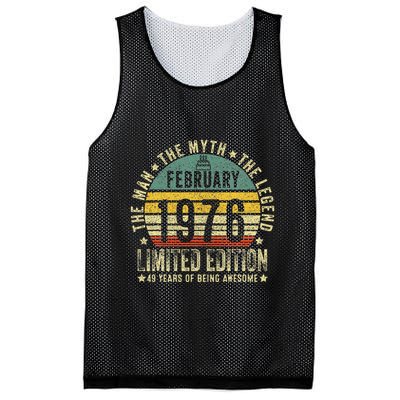 49th Birthday Gifts Vintage February 1976 49 Years Old Mesh Reversible Basketball Jersey Tank