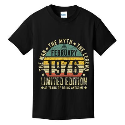 49th Birthday Gifts Vintage February 1976 49 Years Old Kids T-Shirt