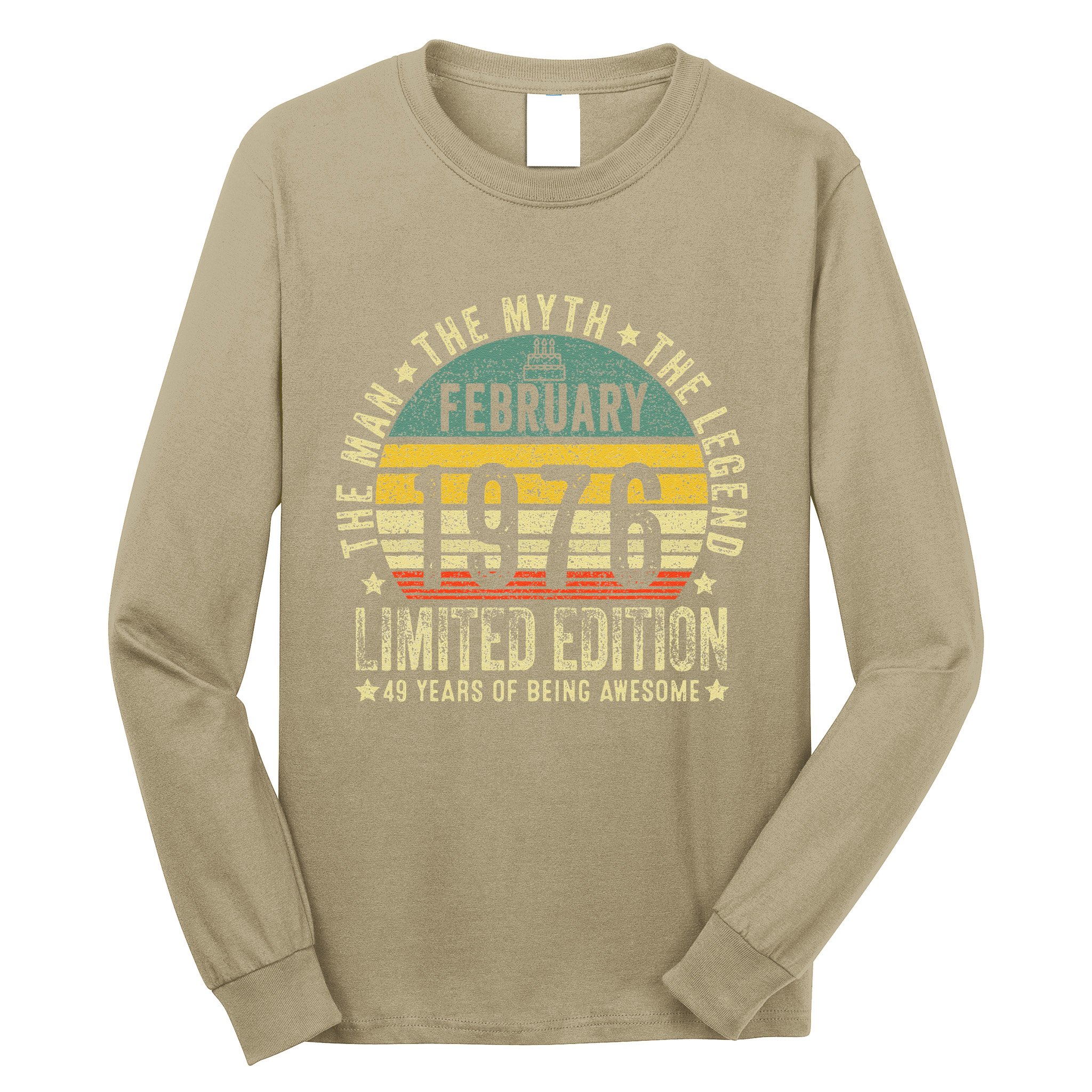 49th Birthday Gifts Vintage February 1976 49 Years Old Long Sleeve Shirt