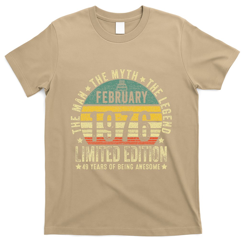 49th Birthday Gifts Vintage February 1976 49 Years Old T-Shirt