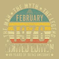 49th Birthday Gifts Vintage February 1976 49 Years Old T-Shirt