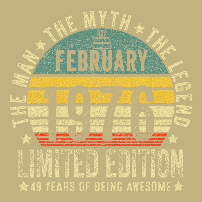 49th Birthday Gifts Vintage February 1976 49 Years Old T-Shirt