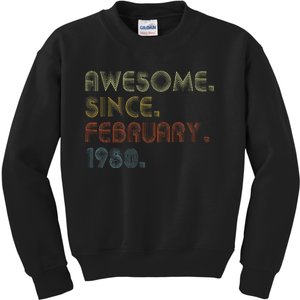 43th Birthday Gift Awesome Since February 1980 43 Year Old Cute Kids Sweatshirt