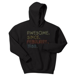 43th Birthday Gift Awesome Since February 1980 43 Year Old Cute Kids Hoodie