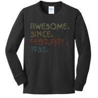 43th Birthday Gift Awesome Since February 1980 43 Year Old Cute Kids Long Sleeve Shirt