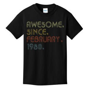 43th Birthday Gift Awesome Since February 1980 43 Year Old Cute Kids T-Shirt