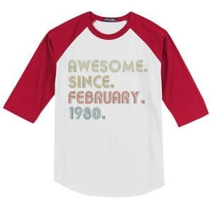 43th Birthday Gift Awesome Since February 1980 43 Year Old Cute Kids Colorblock Raglan Jersey