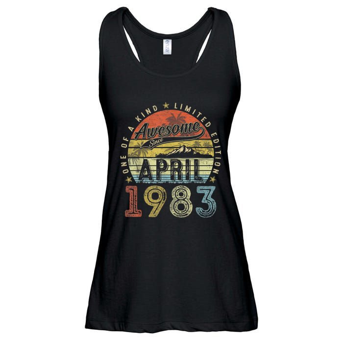 40th Birthday Gift Awesome Since April 1983 40 Year Old Ladies Essential Flowy Tank