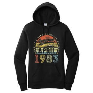 40th Birthday Gift Awesome Since April 1983 40 Year Old Women's Pullover Hoodie