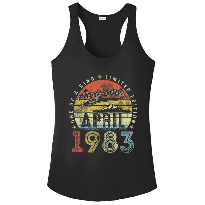 40th Birthday Gift Awesome Since April 1983 40 Year Old Ladies PosiCharge Competitor Racerback Tank