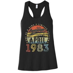 40th Birthday Gift Awesome Since April 1983 40 Year Old Women's Racerback Tank