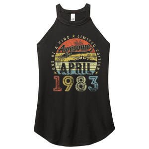 40th Birthday Gift Awesome Since April 1983 40 Year Old Women's Perfect Tri Rocker Tank