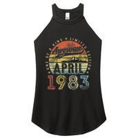 40th Birthday Gift Awesome Since April 1983 40 Year Old Women's Perfect Tri Rocker Tank