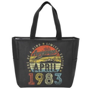 40th Birthday Gift Awesome Since April 1983 40 Year Old Zip Tote Bag