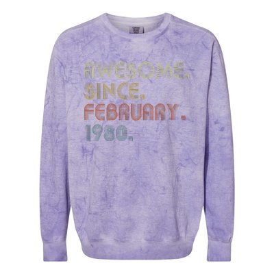 43th Birthday Gift Awesome Since February 1980 43 Year Old Colorblast Crewneck Sweatshirt