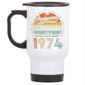 49th Birthday Gift Awesome Since February 1974 49 Year Old Stainless Steel Travel Mug