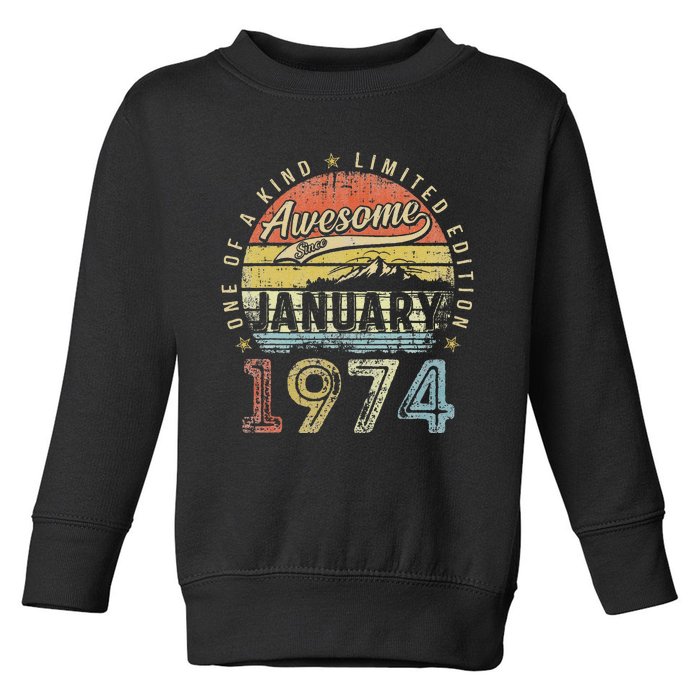 49th Birthday Gift Awesome Since January 1974 49 Year Old Toddler Sweatshirt