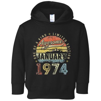 49th Birthday Gift Awesome Since January 1974 49 Year Old Toddler Hoodie