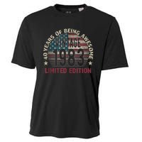 40th Birthday Gift  Vintage 1983 40 Years Old - USA Flag Cooling Performance Crew T-Shirt