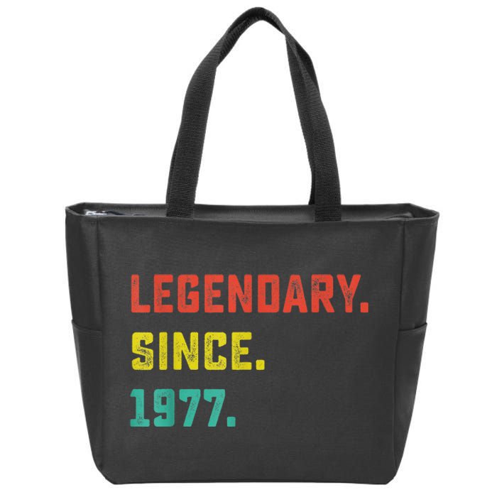 46th Birthday Gift Vintage Legendary Since 1977 46 Year Old Zip Tote Bag