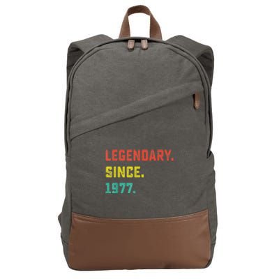 46th Birthday Gift Vintage Legendary Since 1977 46 Year Old Cotton Canvas Backpack