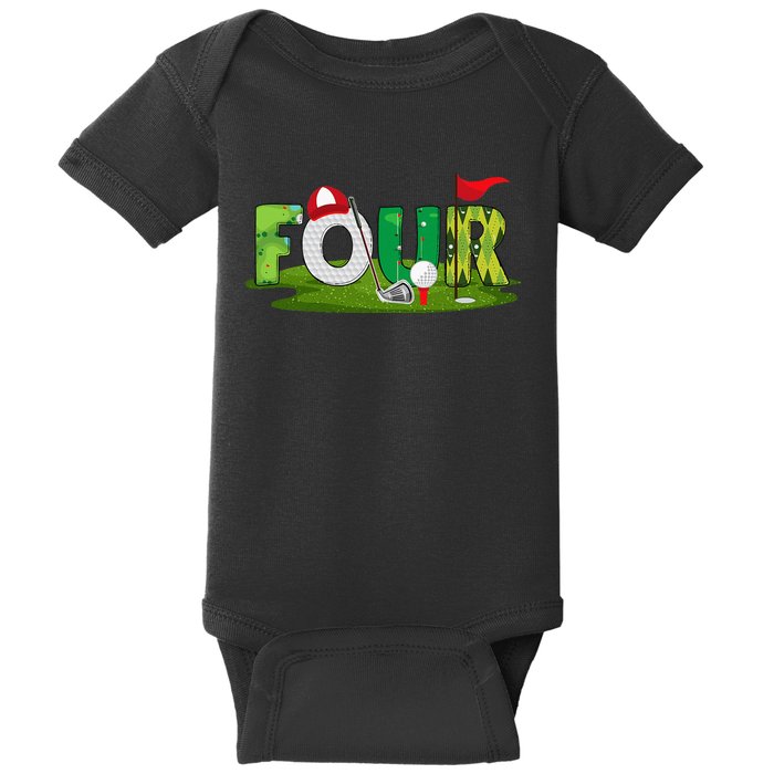 4th Birthday Golf Theme 4 Year Old Sport Party Baby Bodysuit