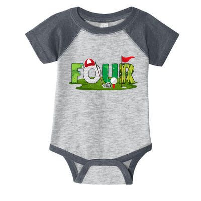 4th Birthday Golf Theme 4 Year Old Sport Party Infant Baby Jersey Bodysuit